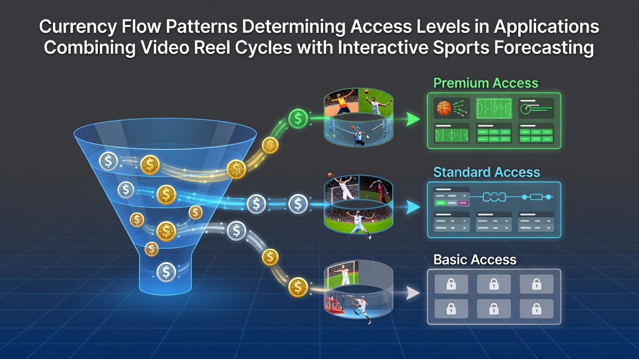 Visual representation of currency transaction patterns influencing tiered access in hybrid reel and sports forecasting applications