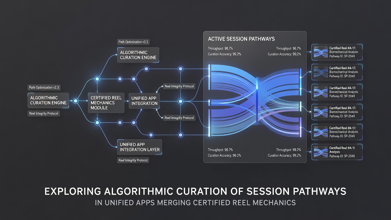 Algorithmic dashboard displaying session pathway metrics between reel mechanics and athletic projections