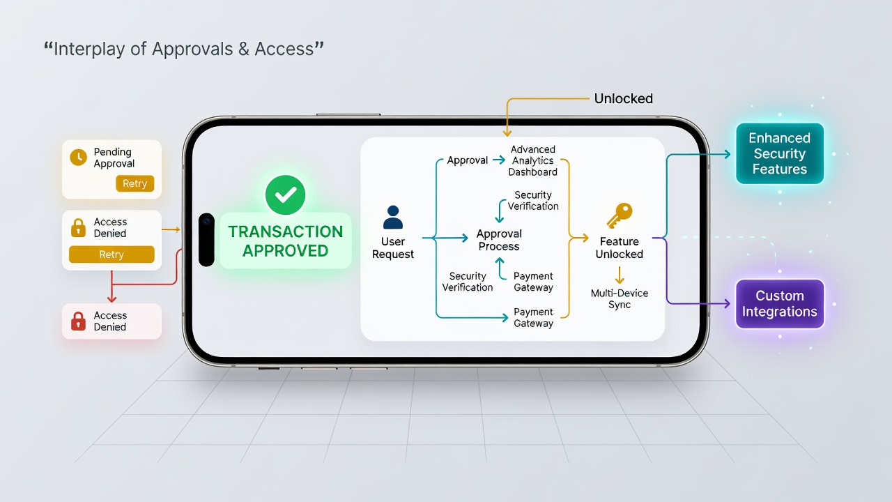 Analytics dashboard displaying transaction approval times correlated with user access to mobile spinning features and sports betting modules
